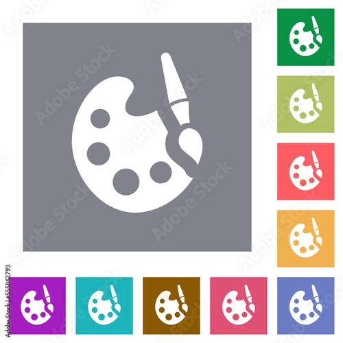 Paint kit solid square flat icons