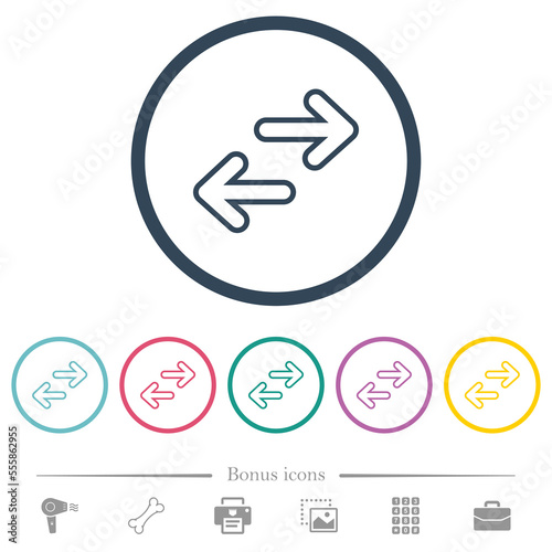 Data transfer outline flat color icons in round outlines photo