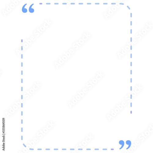 Quote box frame blue dashed line vertical rectangle