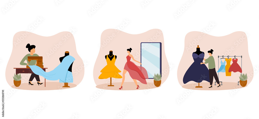 Fashion Store Flat Bundle Design Fashion Store Flat Bundle Design