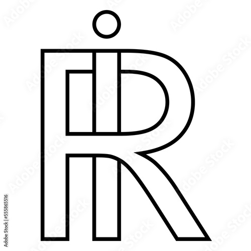 Logo sign ir ri icon nft interlaced letters i r