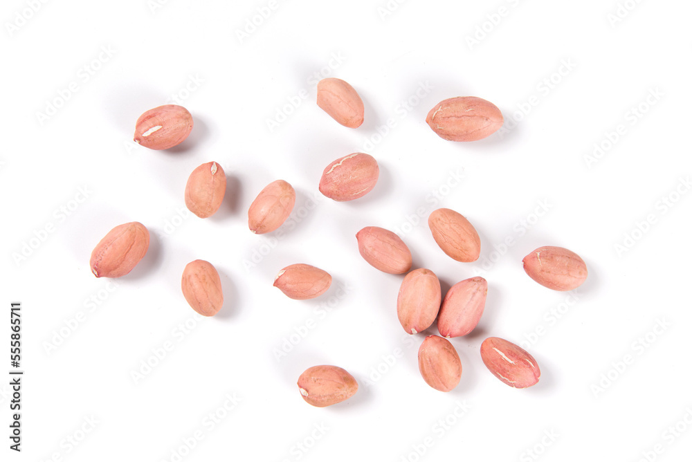 Raw peanuts seeds isolated on white background. Raw peanuts seeds isolated on white background.