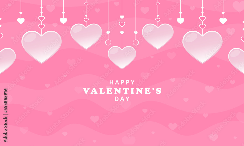 Bright vector illustration with hearts for valentine's day in pink colors
