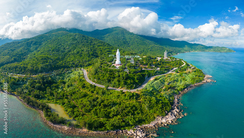 Aerial view of the Linh Ung pagoda - Son Tra Penisula - Da nang - Viet Nam photo