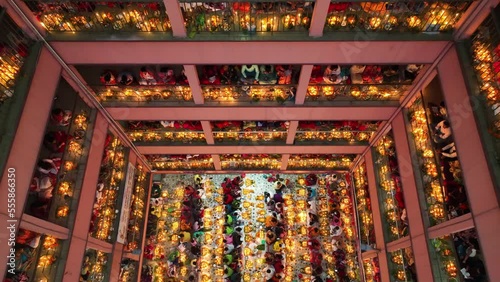 Dhaka, Bangladesh - 15 November 2022: Aerial view of people at Rakher Upobash festival, Shri Shri Lokenath Brahmachari, Ashram temple. photo