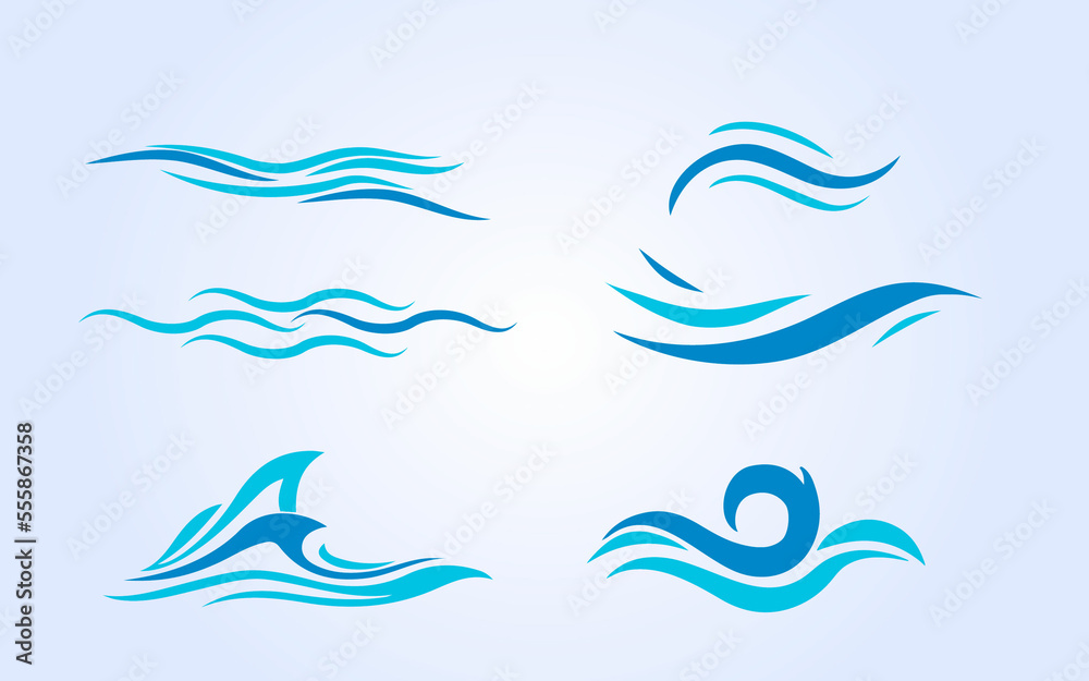 Abstract waves logo concept set of six