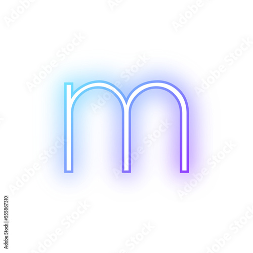 Alphabet lowercase m neon blue purple