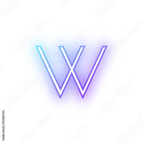 Alphabet lowercase w neon blue purple