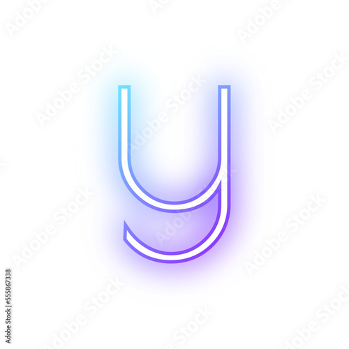 Alphabet lowercase y neon blue purple