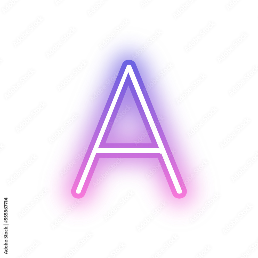 Alphabet uppercase A neon light purple pink Alphabet uppercase A neon light purple pink