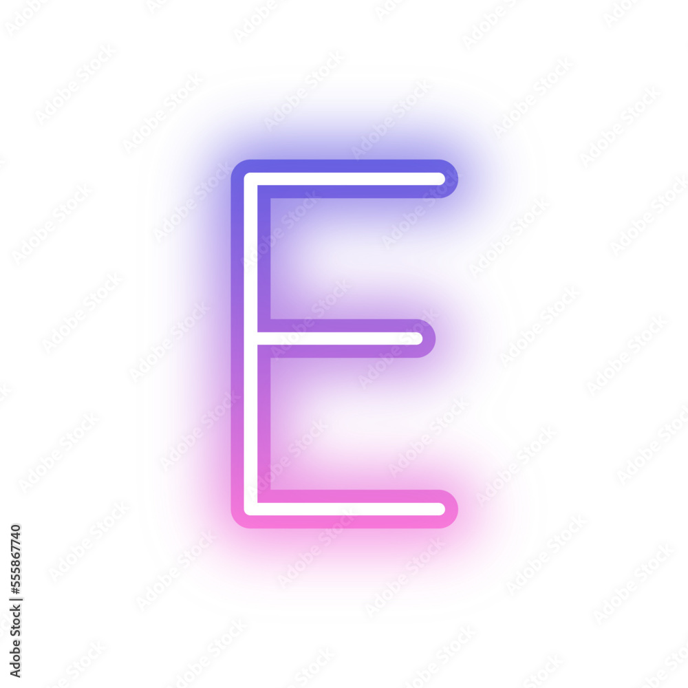 Alphabet uppercase E neon light purple pink Alphabet uppercase E neon light purple pink