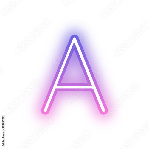 Alphabet uppercase A neon light purple pink