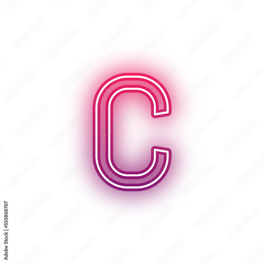 Neon light red alphabet lowercase c outline Neon light red alphabet lowercase c outline