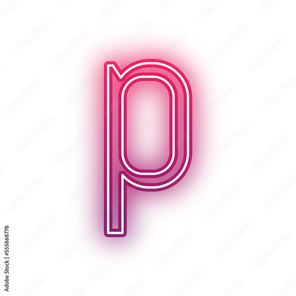 Neon light red alphabet lowercase p outline Neon light red alphabet lowercase p outline