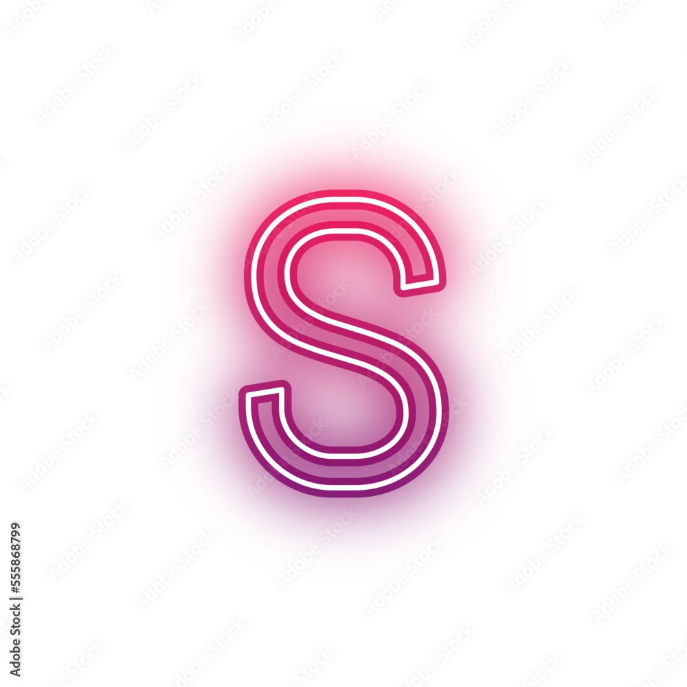Neon light red alphabet lowercase s outline Neon light red alphabet lowercase s outline