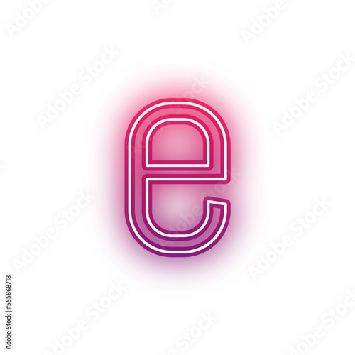 Neon light red alphabet lowercase e outline