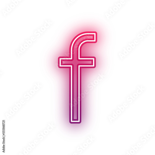 Neon light red alphabet lowercase f outline