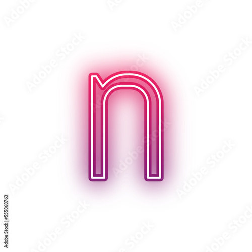Neon light red alphabet lowercase n outline
