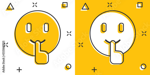 Quiet icon in comic style. Silence cartoon vector illustration on isolated background. Hush splash effect sign business concept.