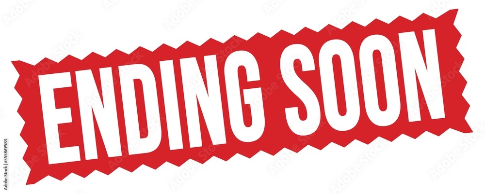 ENDING SOON text written on red stamp sign.
