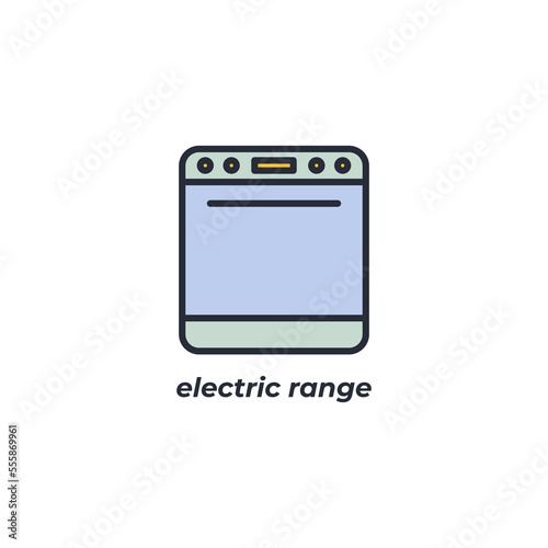 Vector sign electric range symbol is isolated on a white background. icon color editable.