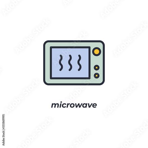 Vector sign microwave symbol is isolated on a white background. icon color editable.