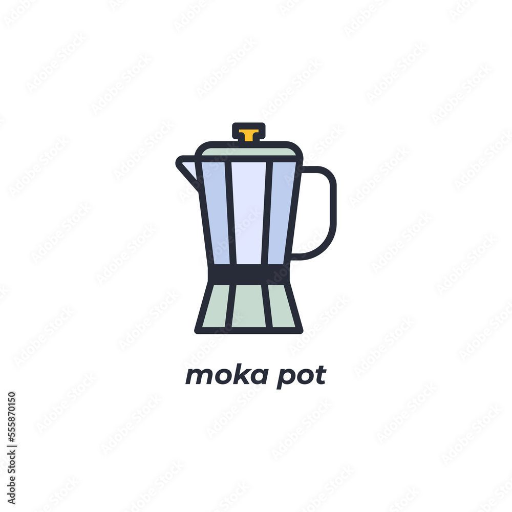 Vector sign moka pot symbol is isolated on a white background. icon color editable. Vector sign moka pot symbol is isolated on a white background. icon color editable.