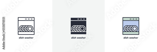 dish washer icon. Line, solid and filled outline colorful version, outline and filled vector sign. Idea Symbol, logo illustration. Vector graphics