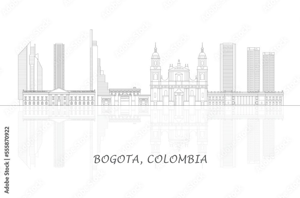Outline Skyline panorama of city of Bogota , Colombia - vector illustration