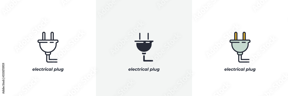 electrical plug icon. Line, solid and filled outline colorful version, outline and filled vector sign. Idea Symbol, logo illustration. Vector graphics electrical plug icon. Line, solid and filled outline colorful version, outline and filled vector sign. Idea Symbol, logo illustration. Vector graphics