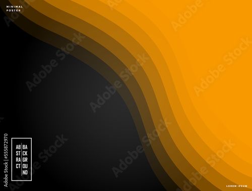 Elegant Smooth paper background vector. Orange gradient wavy background