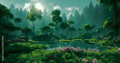 Green scenery wallpapers 4K. Generative AI. High quality 