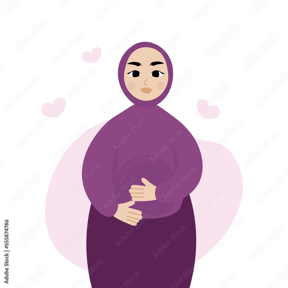 Pregnant muslim woman in hijab in last month of pregnancy. Mother waiting for baby birth. Pregnant muslim woman in hijab in last month of pregnancy. Mother waiting for baby birth.