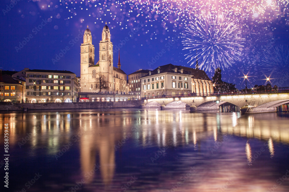 fireworks in zurich on new year's eve