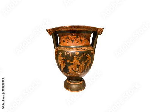 Beautiful Colorful Old Greek Amphora isolated on white background 
