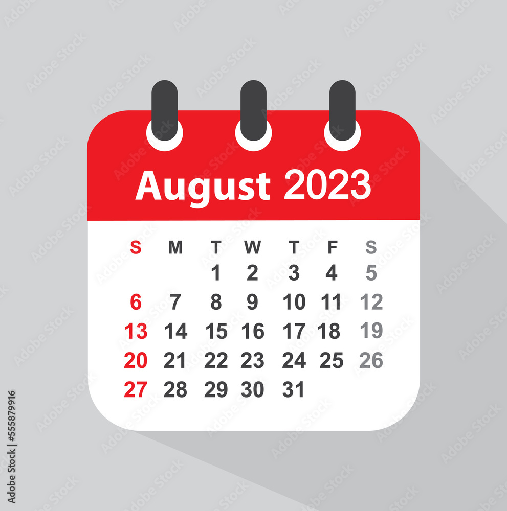 August 2023 calendar leaf - vector, icon, illustration. August 2023 calendar leaf - vector, icon, illustration.