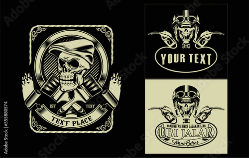  skull emblem with one color can be used for tattoo art  stickers  t-shirt images