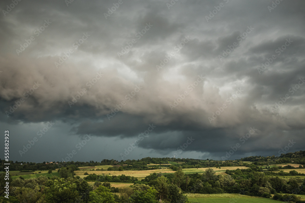 Obraz premium Storm clouds over the rural area of western Serbia
