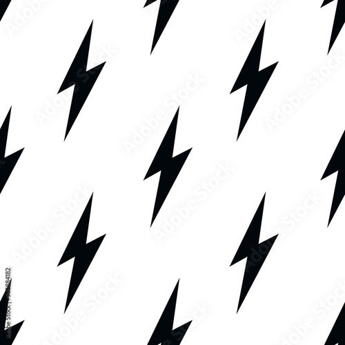 Vector flat hand drawn seamless pattern with lightning. Flat vector hippy boho illustration