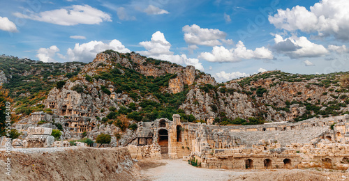 Old Ancient Myra City in Demre to Antalya, archaeology tomb monuments touristic place of Turkey photo