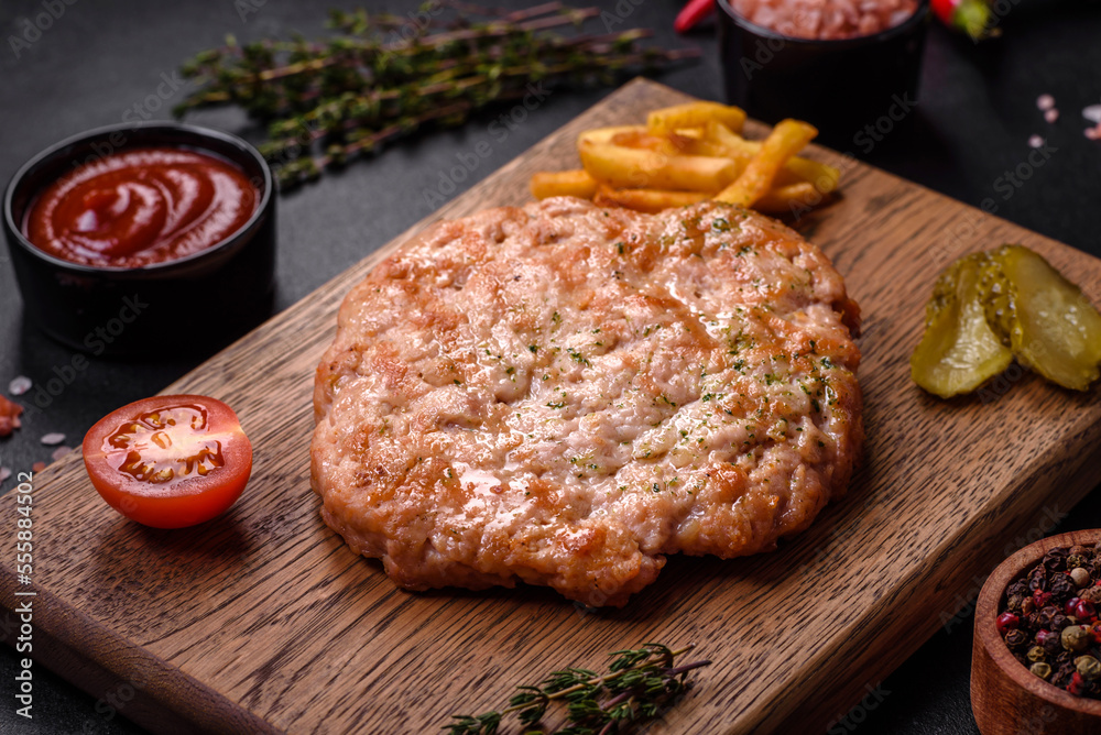 Delicious fresh grilled turkey meat steak with spices and herbs Delicious fresh grilled turkey meat steak with spices and herbs