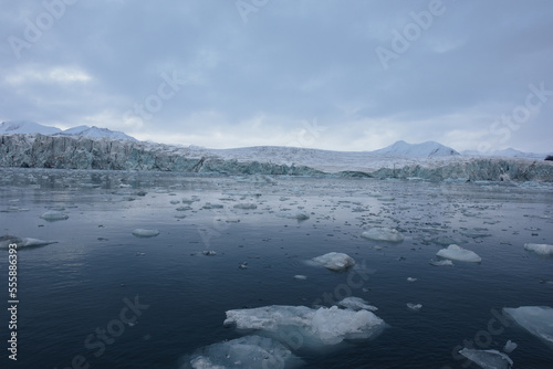 View towards Borebreen glacier on Svalbard during Arctic cruise