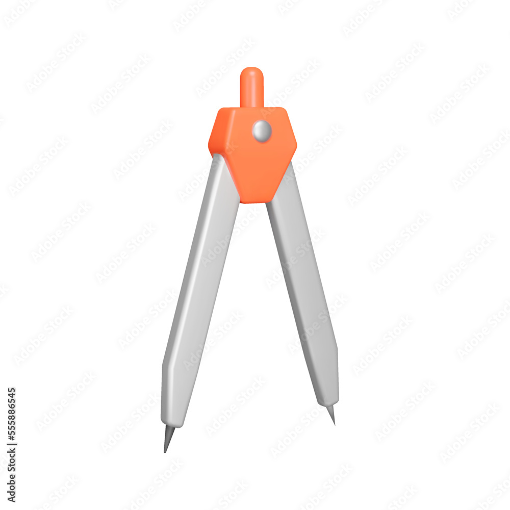 Compass 3d icon. Drawing tool. Isolated object on transparent background Compass 3d icon. Drawing tool. Isolated object on transparent background