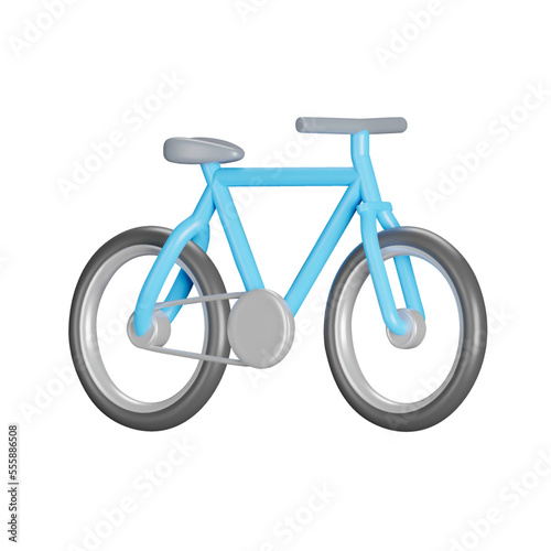 Bicycle 3d icon. Walking bike in blue. Isolated object on transparent background