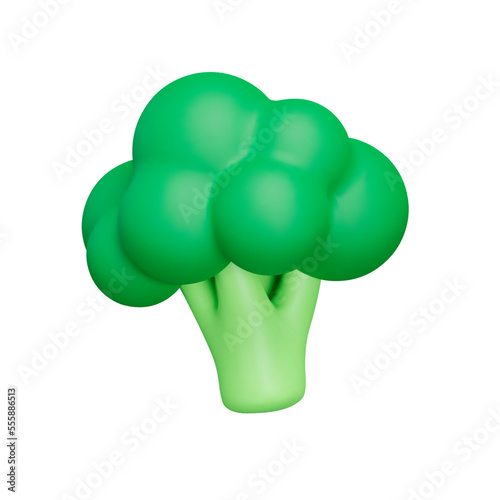 Broccoli cabbage 3d icon. vegetable plant. Isolated object on transparent background