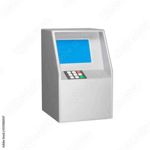 ATM 3d icon. A device for receiving and dispensing cash. Isolated object on transparent background