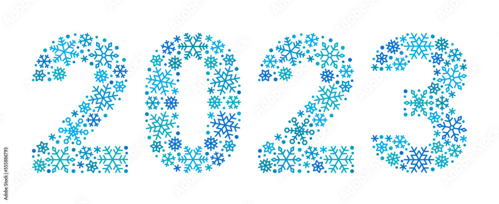 2023 number made from snowflakes. Vector graphics 2023 number made from snowflakes. Vector graphics