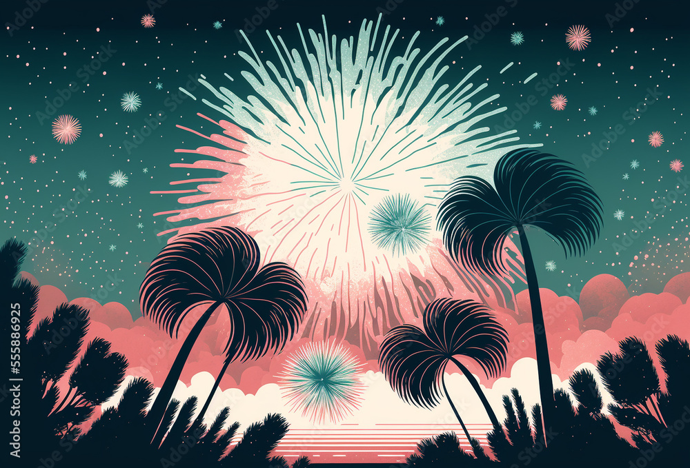 Generative AI Illustration of new year's fireworks and celebrations Generative AI Illustration of new year's fireworks and celebrations