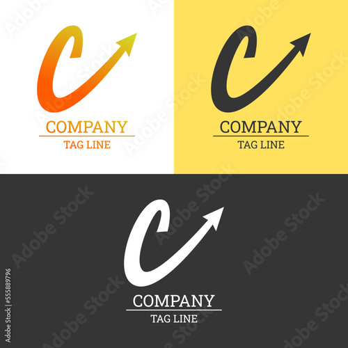 Logo Design Letter C With Tail Up Vector