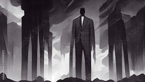 Business Men in Suit Abstract Paintig created with Generative AI technology
